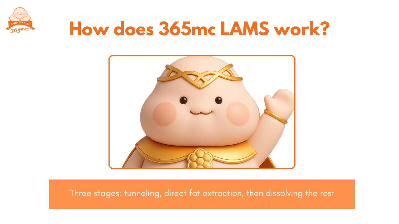 illustration showing the three stage process of 365mc LAMS fat removal