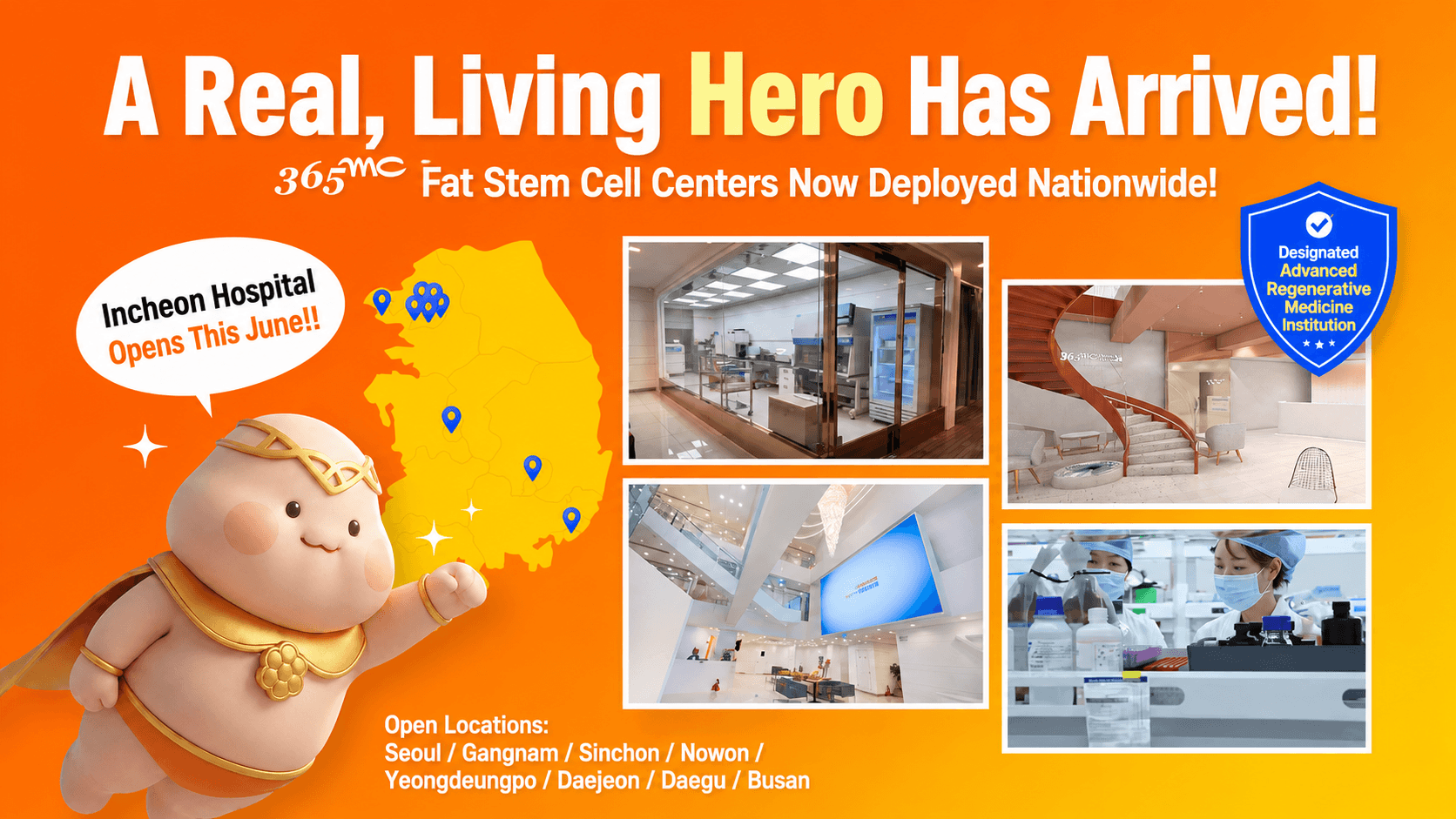 365mc Incheon Hospital upcoming fat stem cell center opening announcement