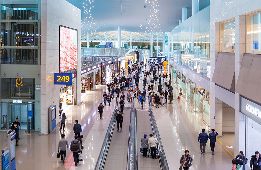 Incheon Airport Tax Refund Process Airport counter for claiming medical tax refund in Korea.